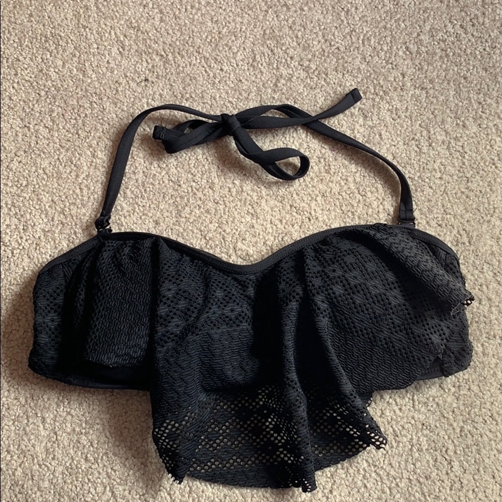 Black patterned bikini top